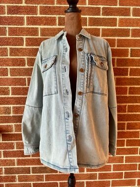 Dovetail Workwear Light Blue Women's Denim Jacket Button , Size S
